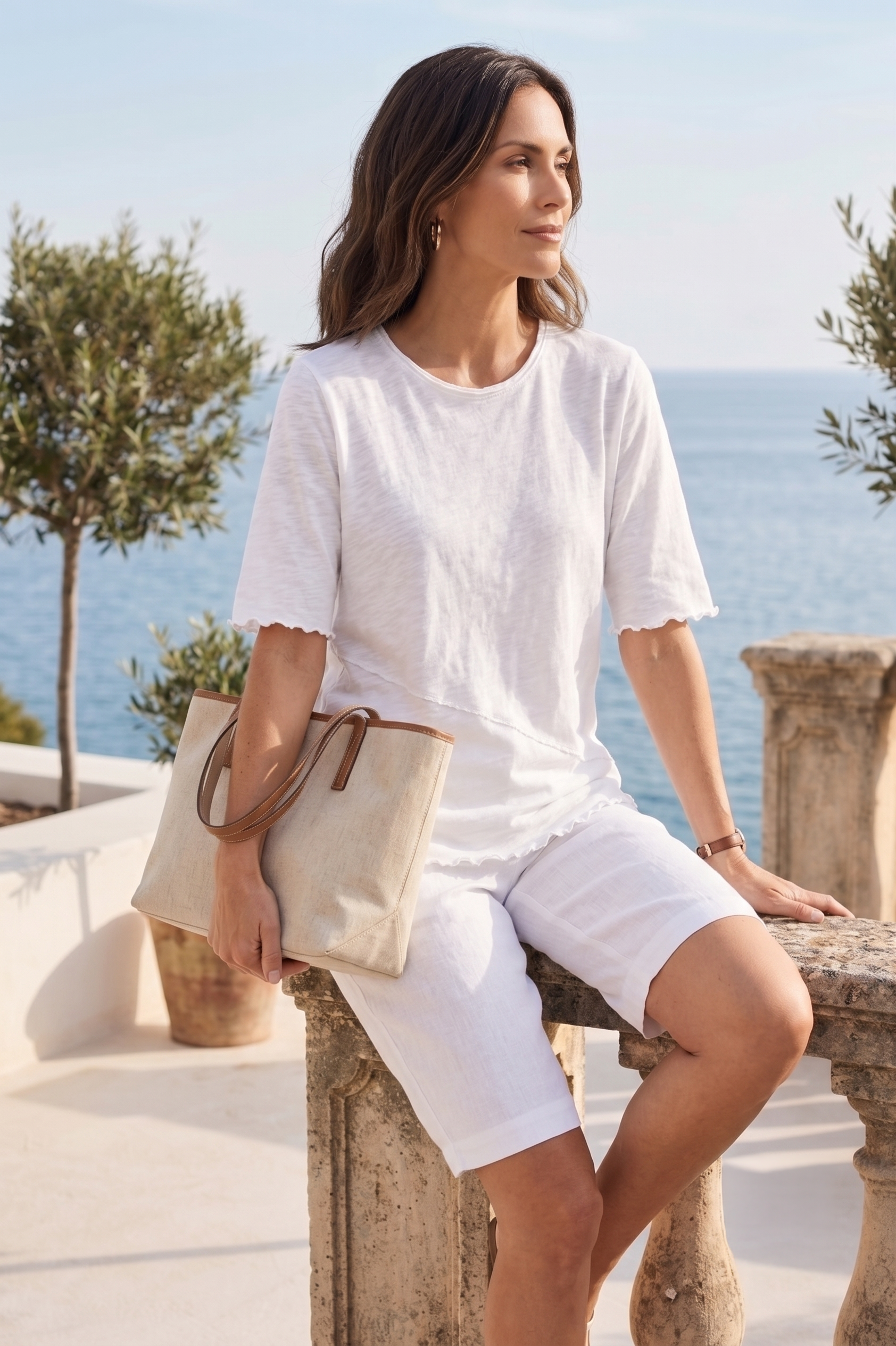 Style #1736 | Wholesale 100% Cotton Elbow Sleeve Seam Top - Multiple Colors