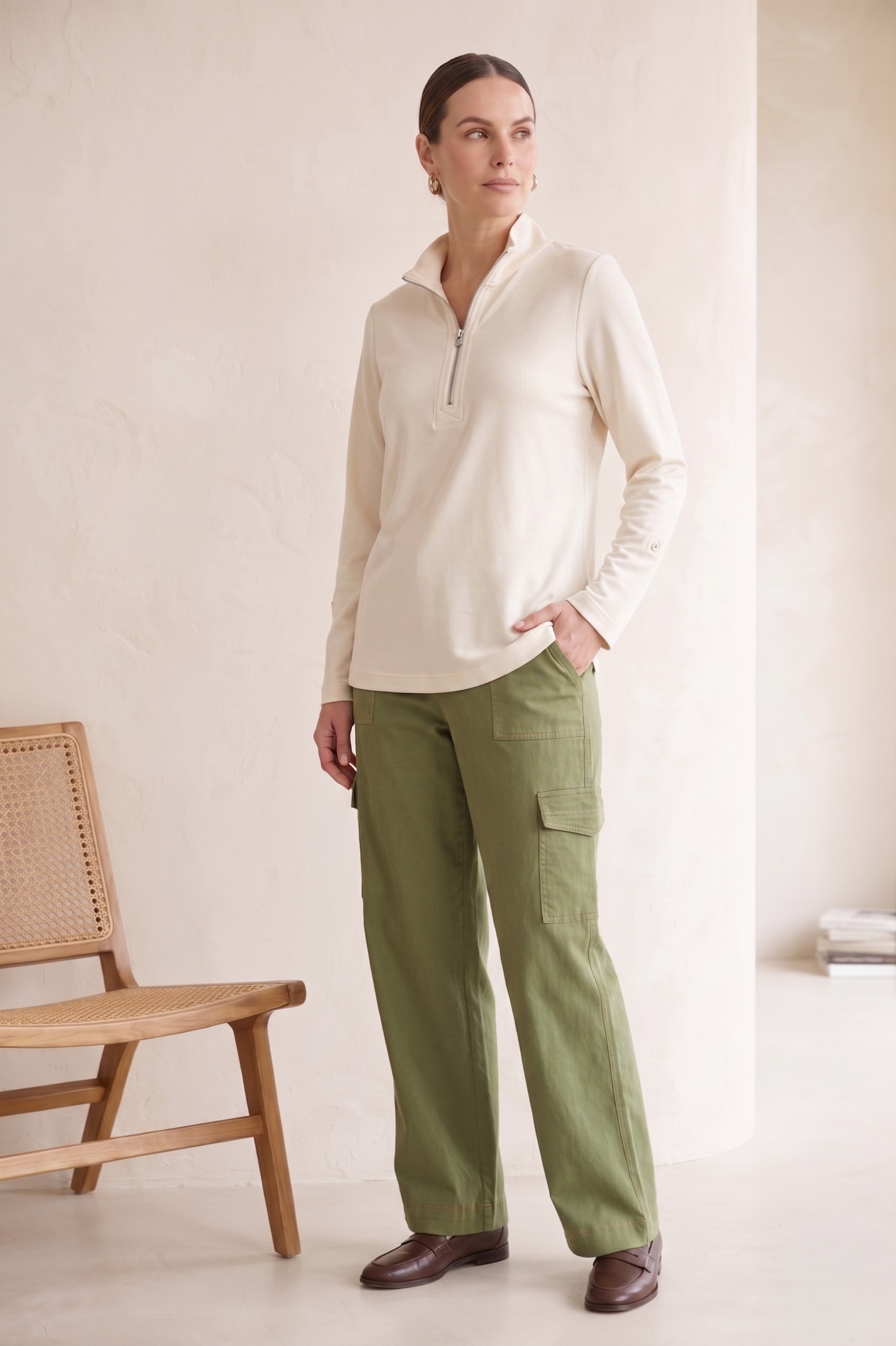 Premium Bracelet Sleeve Quarter-Zip Jersey Pullover - Cotton Spandex (#D38)