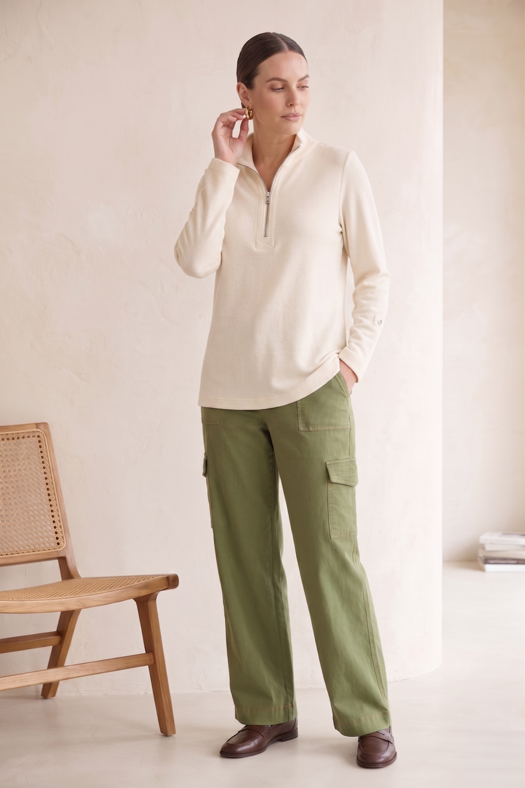 Premium Bracelet Sleeve Quarter-Zip Jersey Pullover - Cotton Spandex (#D38)