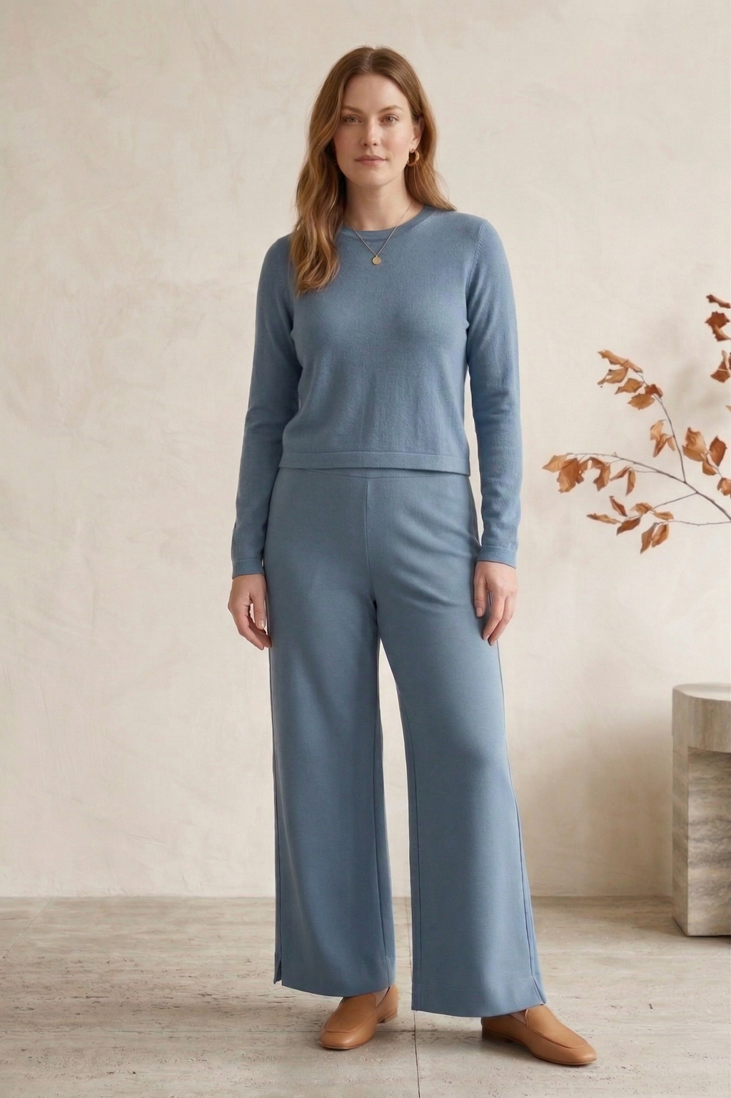 #5749 Stretch French Terry Wide Leg Pants