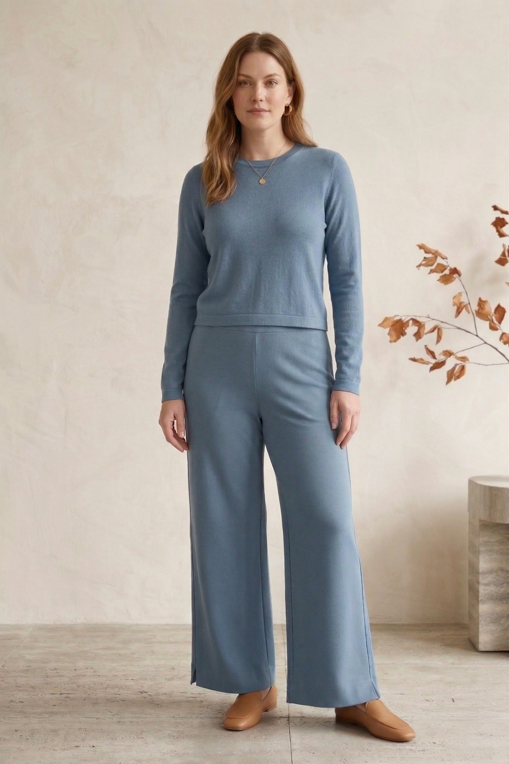 #5749 Stretch French Terry Wide Leg Pants