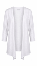 Style #1266|Wholesale 100% Cotton Slub Jersey ¾ Sleeve Shrug - White