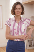 #JS44 Cap Slv. Sea Star Stripe Print Shirt