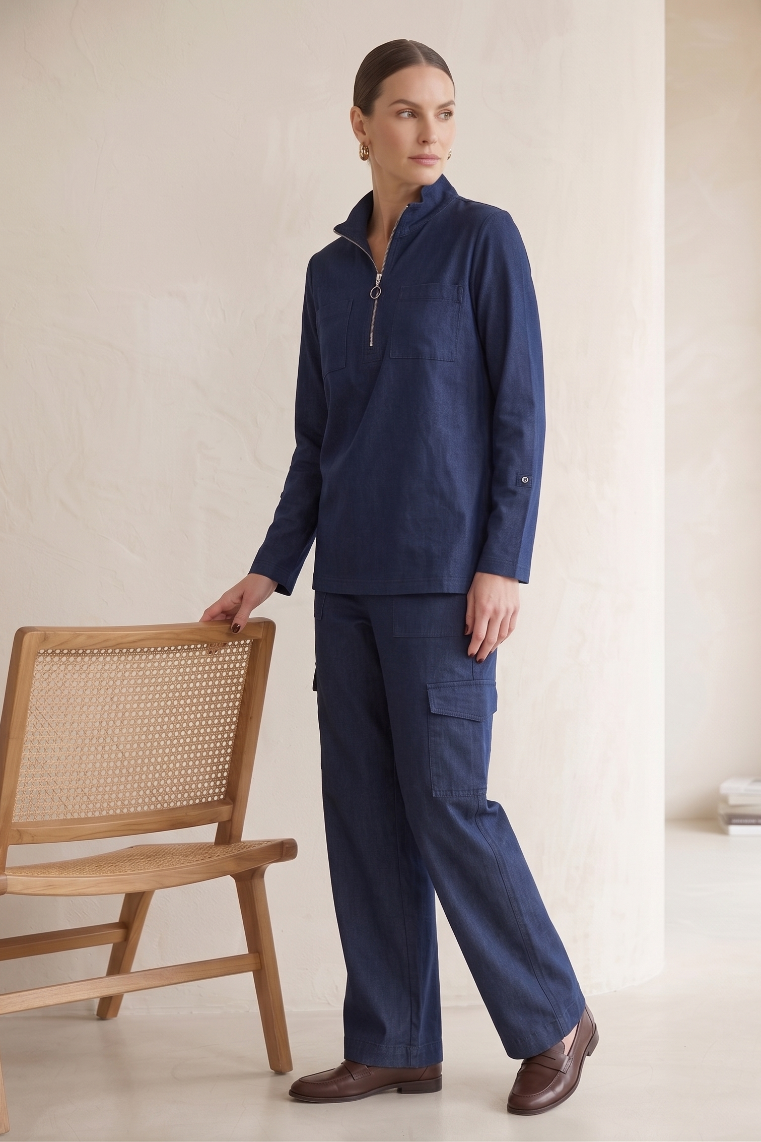 Premium Bracelet Sleeve Quarter-Zip Jersey Pullover - Cotton Spandex (#D38)