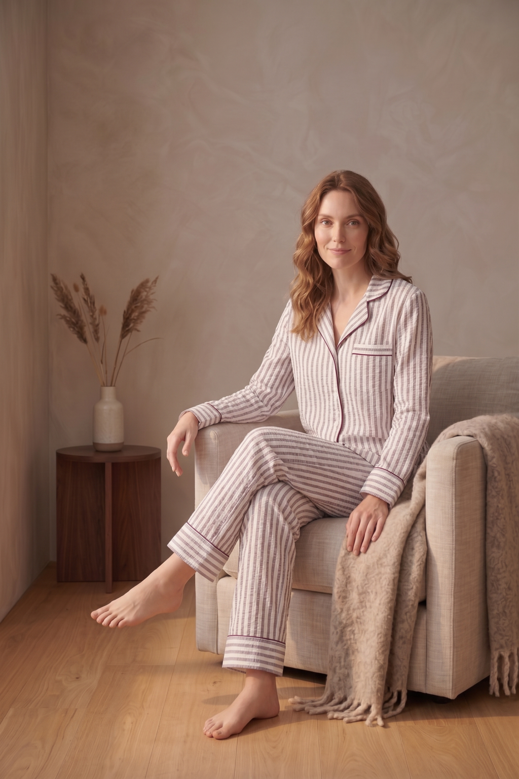PJ73 Luxe Stripe Pajama Set | Premium Cotton Stretch French Terry