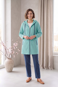 #8301 | Women's 3/4 Sleeve Mixed Stripe Zip-Up Jacket – 100% Cotton Slub French Terry
