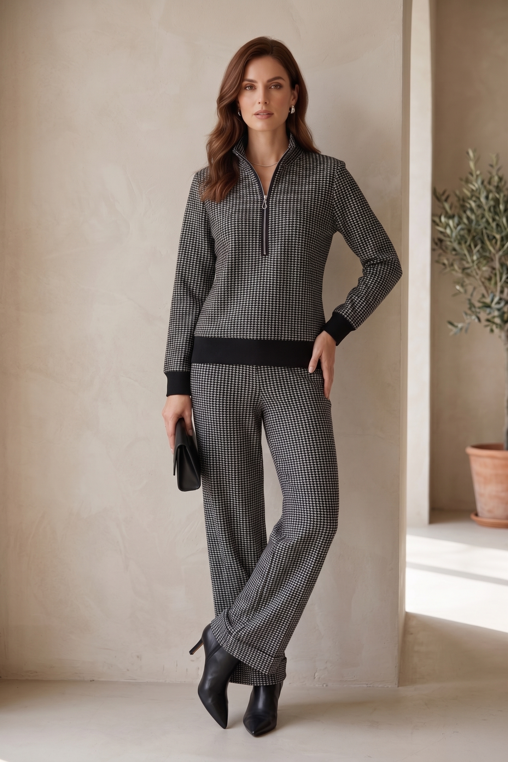 Women’s Premium Waffle Knit L/S Mock Neck Top – Style #W04