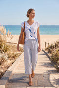 Wild Palms #5626 Side Button Stripe Capri - 100% Cotton (Wholesale)