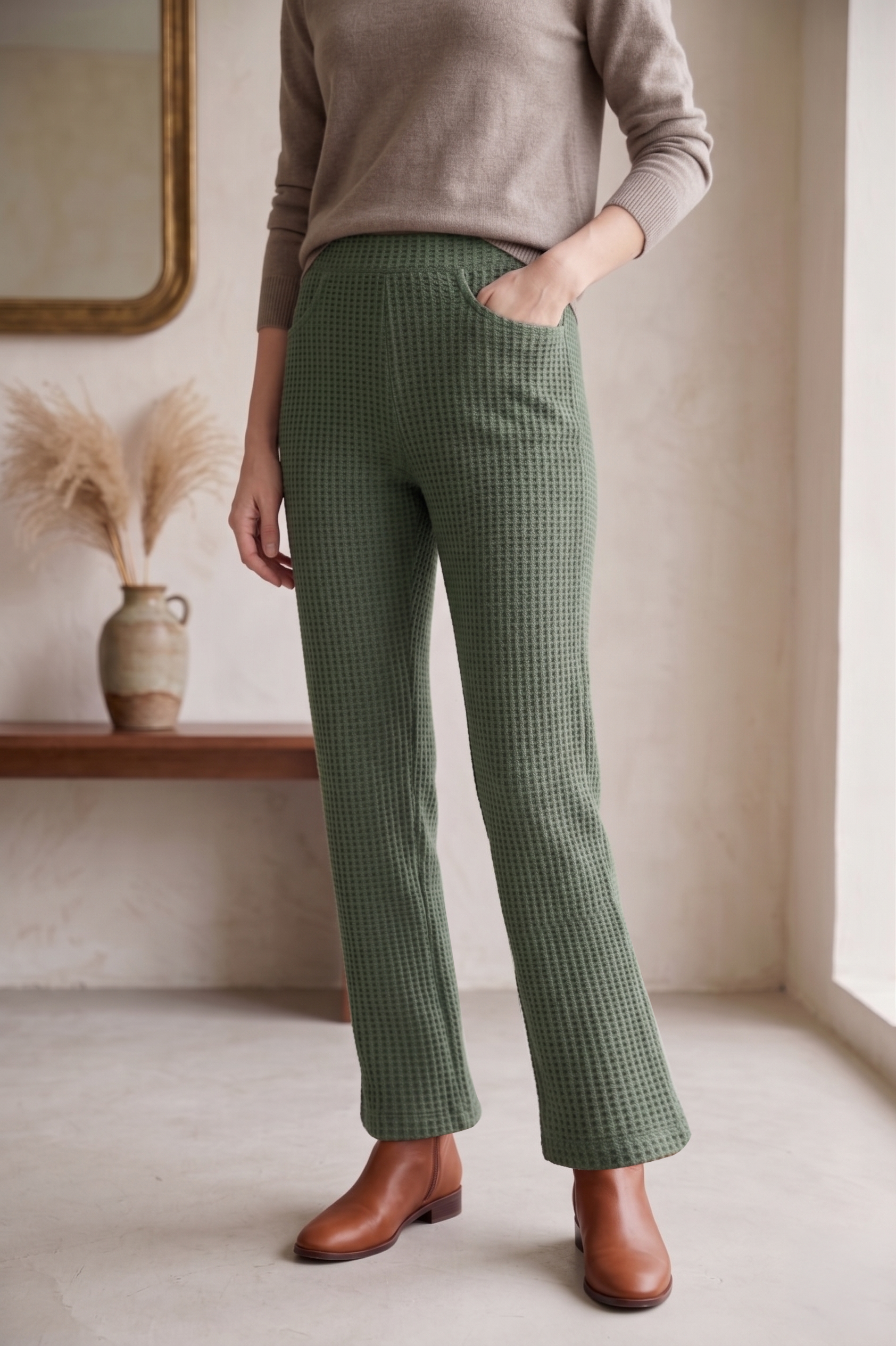 Waffle Knit Slim Pants - Style #W10