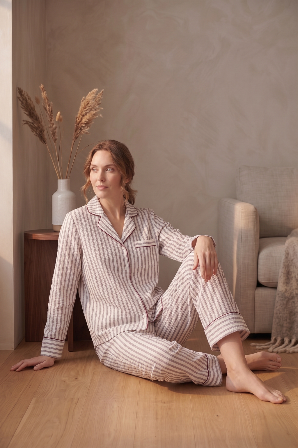 PJ73 Luxe Stripe Pajama Set | Premium Cotton Stretch French Terry