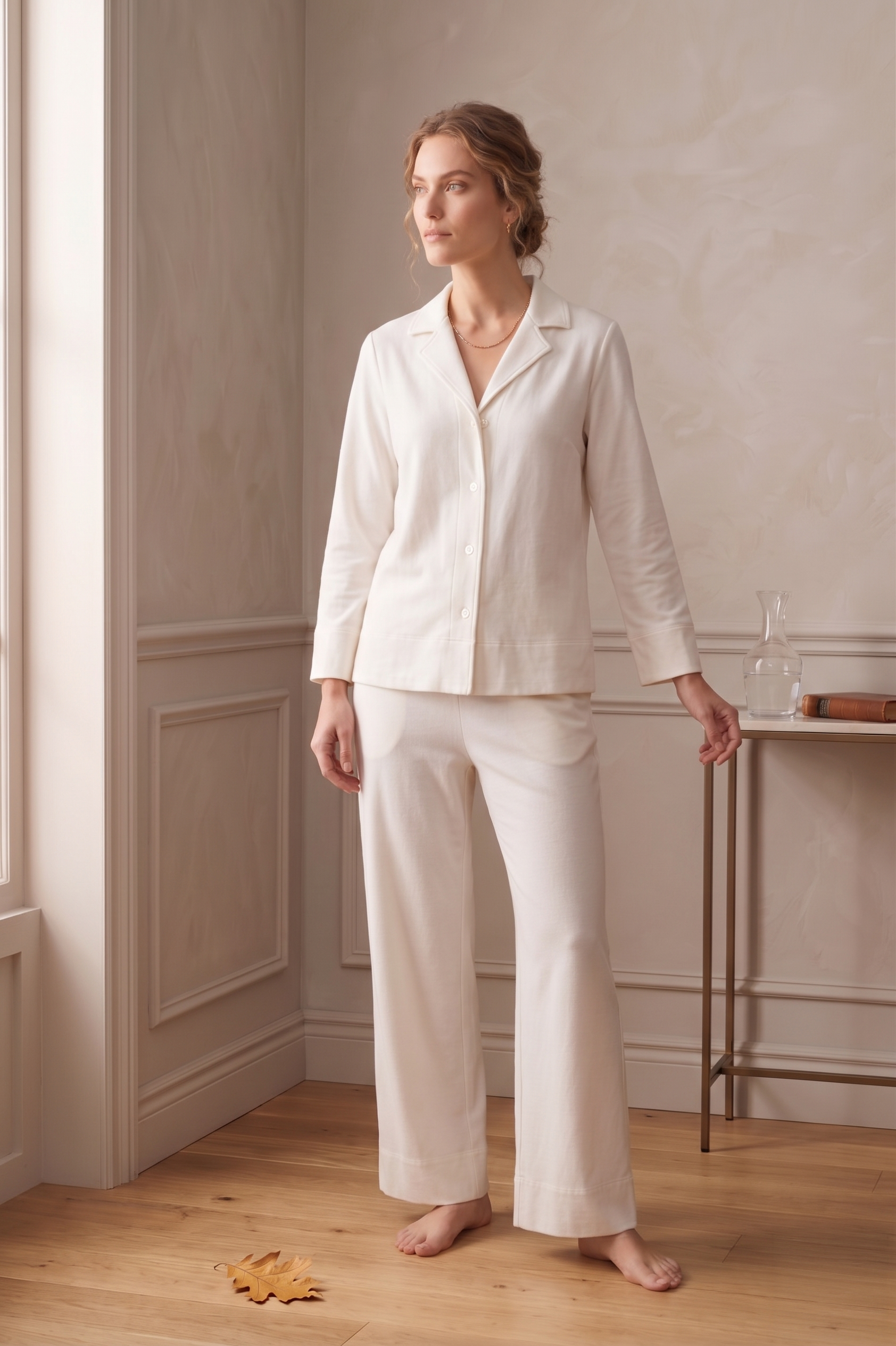PJ75 Luxe Bracelet Sleeve Wide Leg Lounge Set | Premium Stretch French Terry