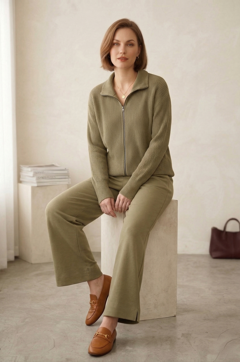 Wild Palms #7761 | Textured Full-Zip Jacket with Thumbhole Cuffs & Zip Pocket