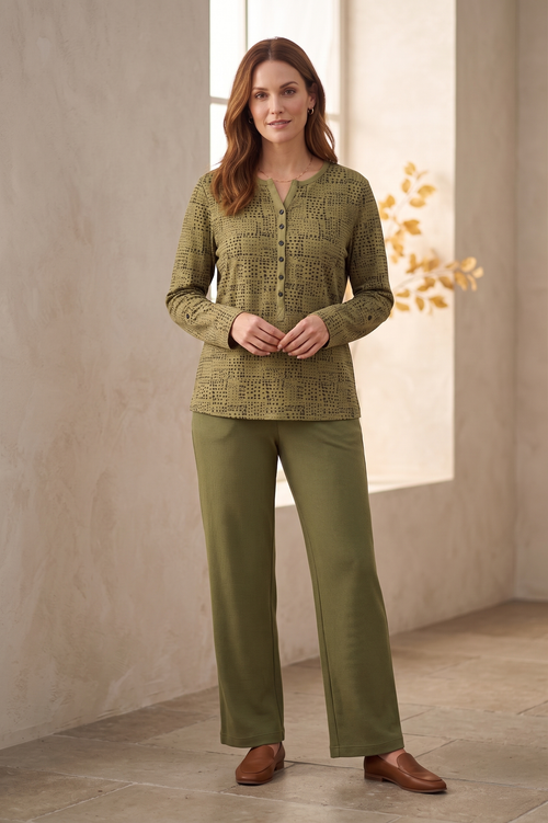 #1274 Long Sleeve Roll Tab Dotted Henley | 100% Cotton Jersey (Wholesale)