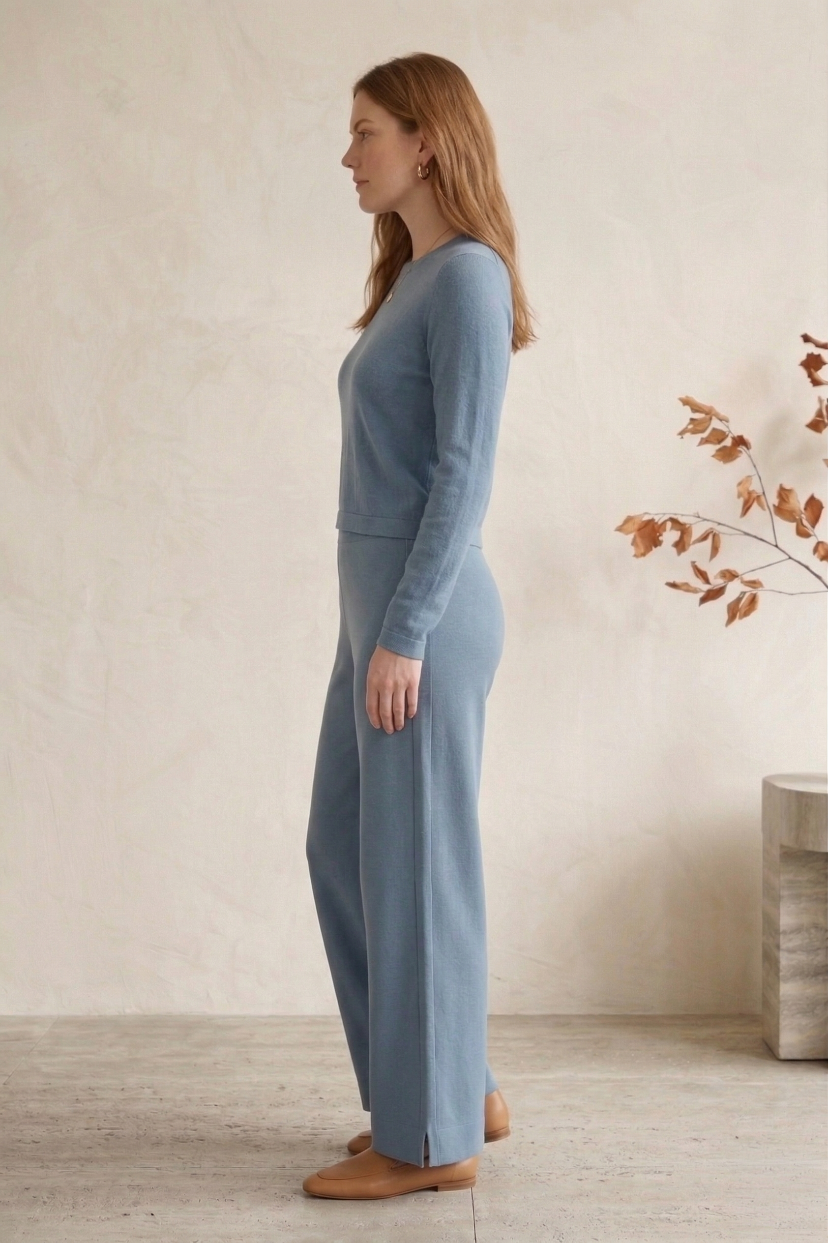 #5749 Stretch French Terry Wide Leg Pants