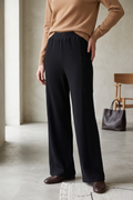 W07 | Luxe Rib-Panel Wide-Leg Waffle Knit Pants