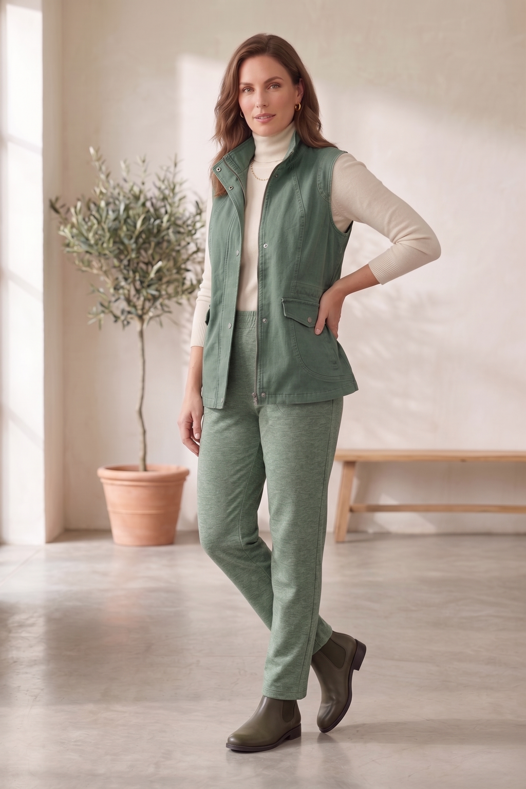 Women’s Stretch Denim Cargo Vest (#D44)