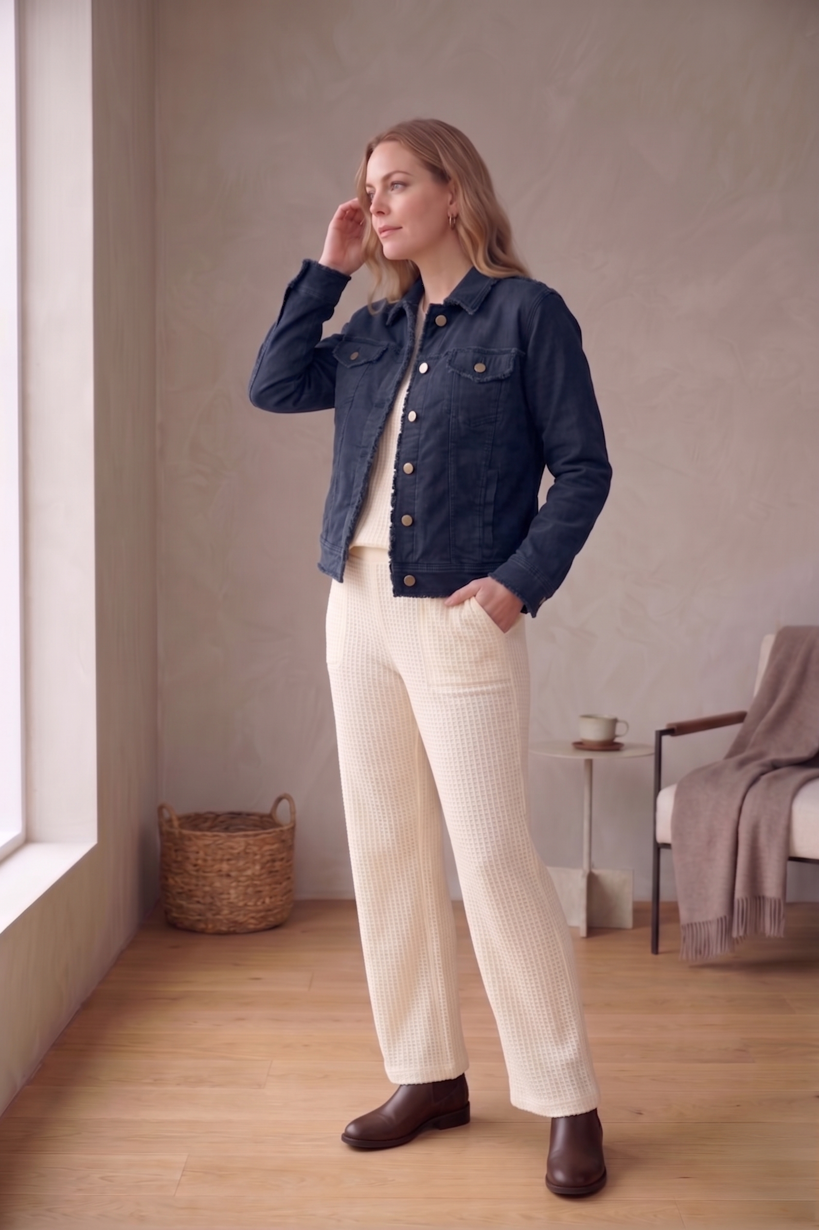 Product Title The #D48 Fringe-Edge Stretch Denim Jacket — Comfort Meets Bohemian Edge