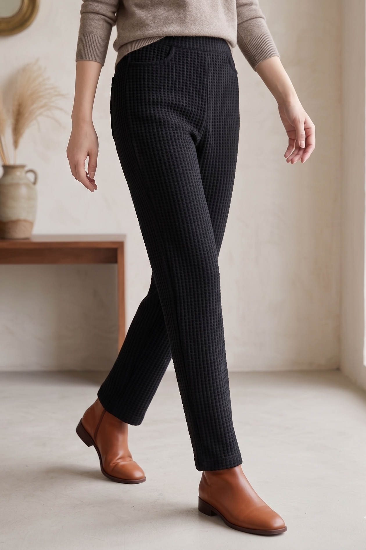 Waffle Knit Slim Pants - Style #W10