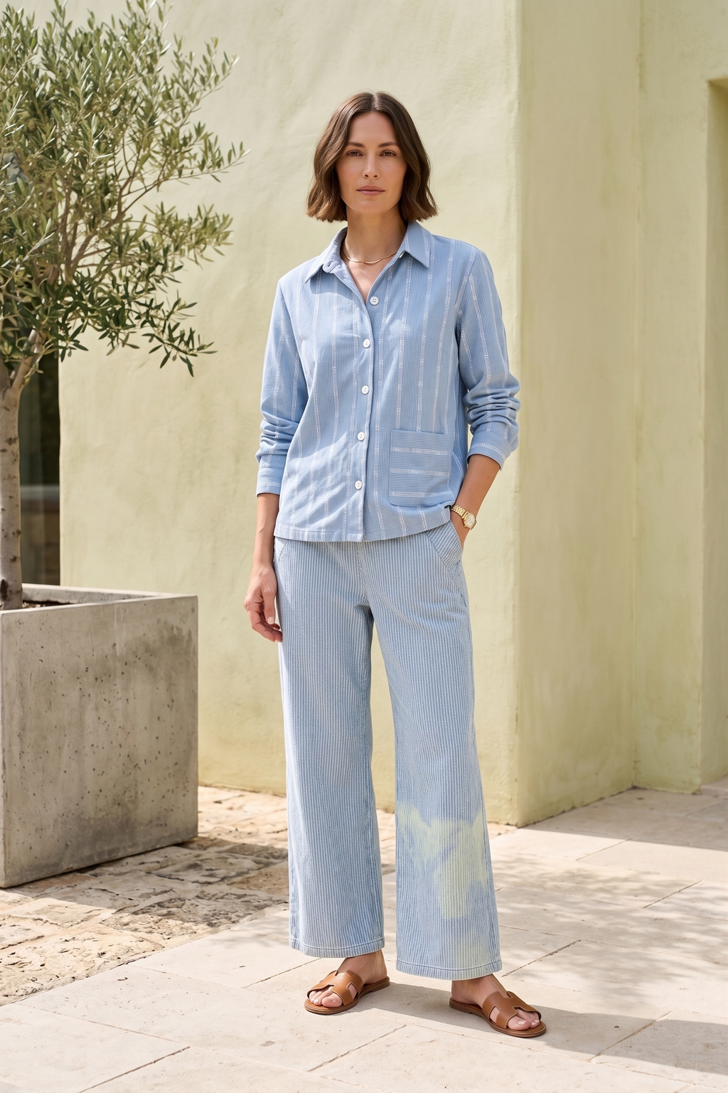 #D77 Striped Paneling Pants | Wild Palms Collection (Wholesale Pre-Pack)