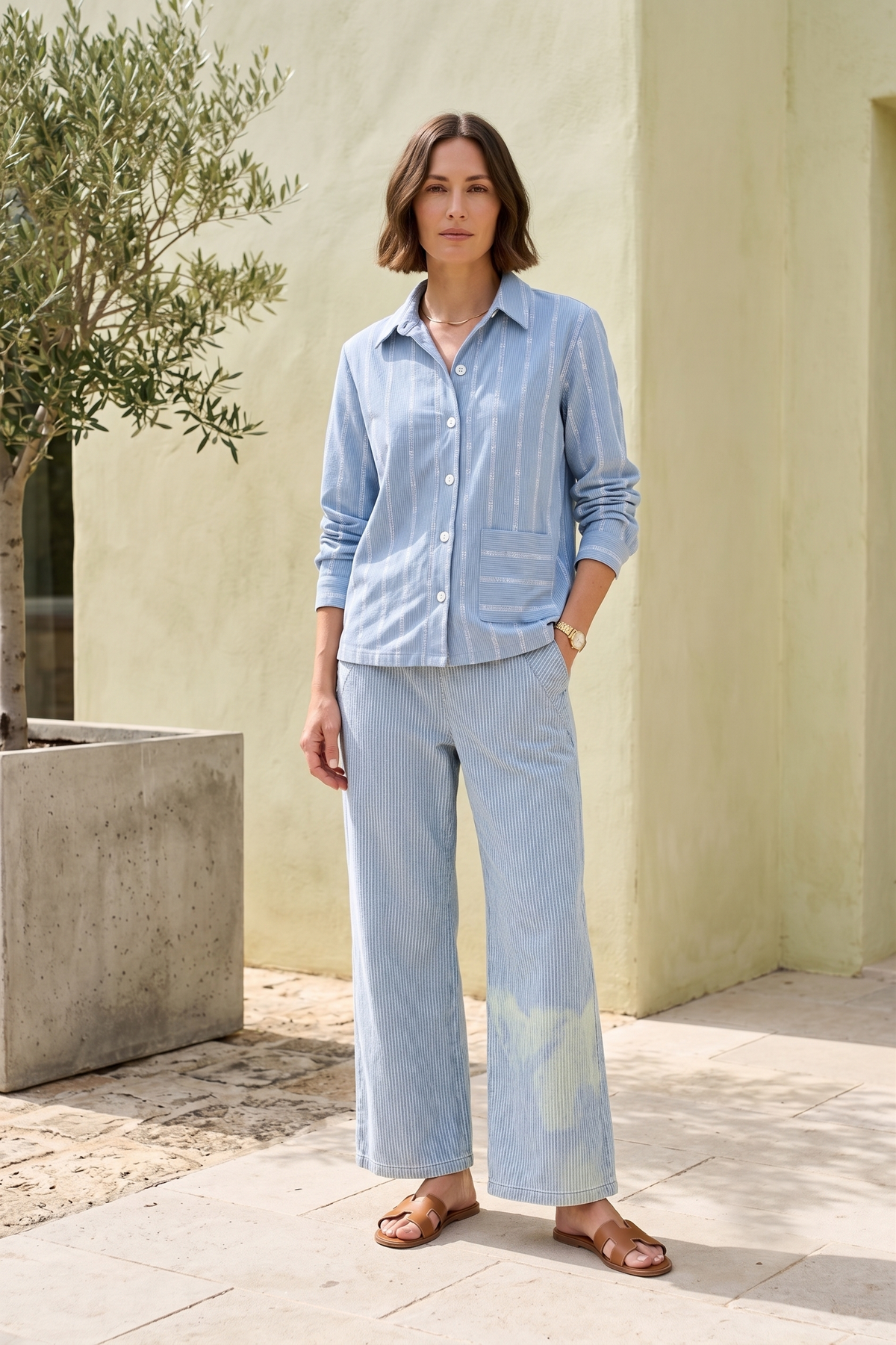 #D77 Striped Paneling Pants | Wild Palms Collection (Wholesale Pre-Pack)