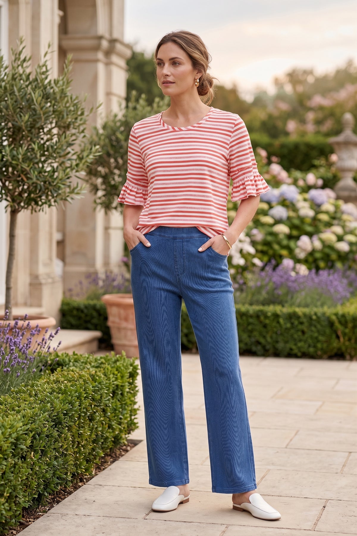 #JS15 | Elbow Flare Slv. Striped Top