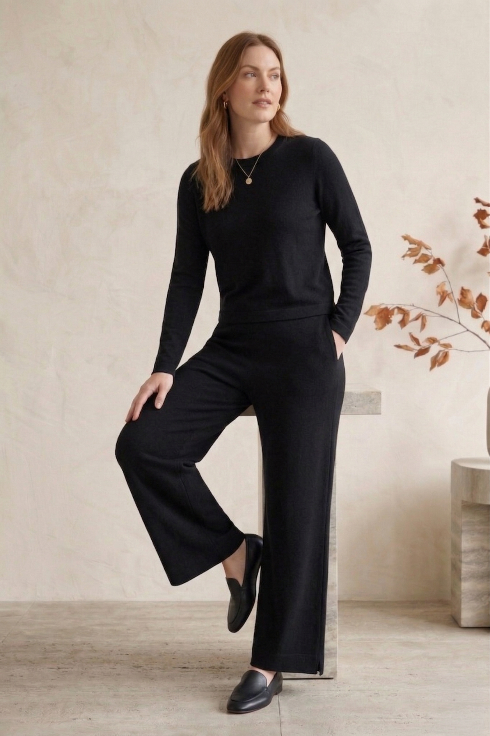 #5749 Stretch French Terry Wide Leg Pants