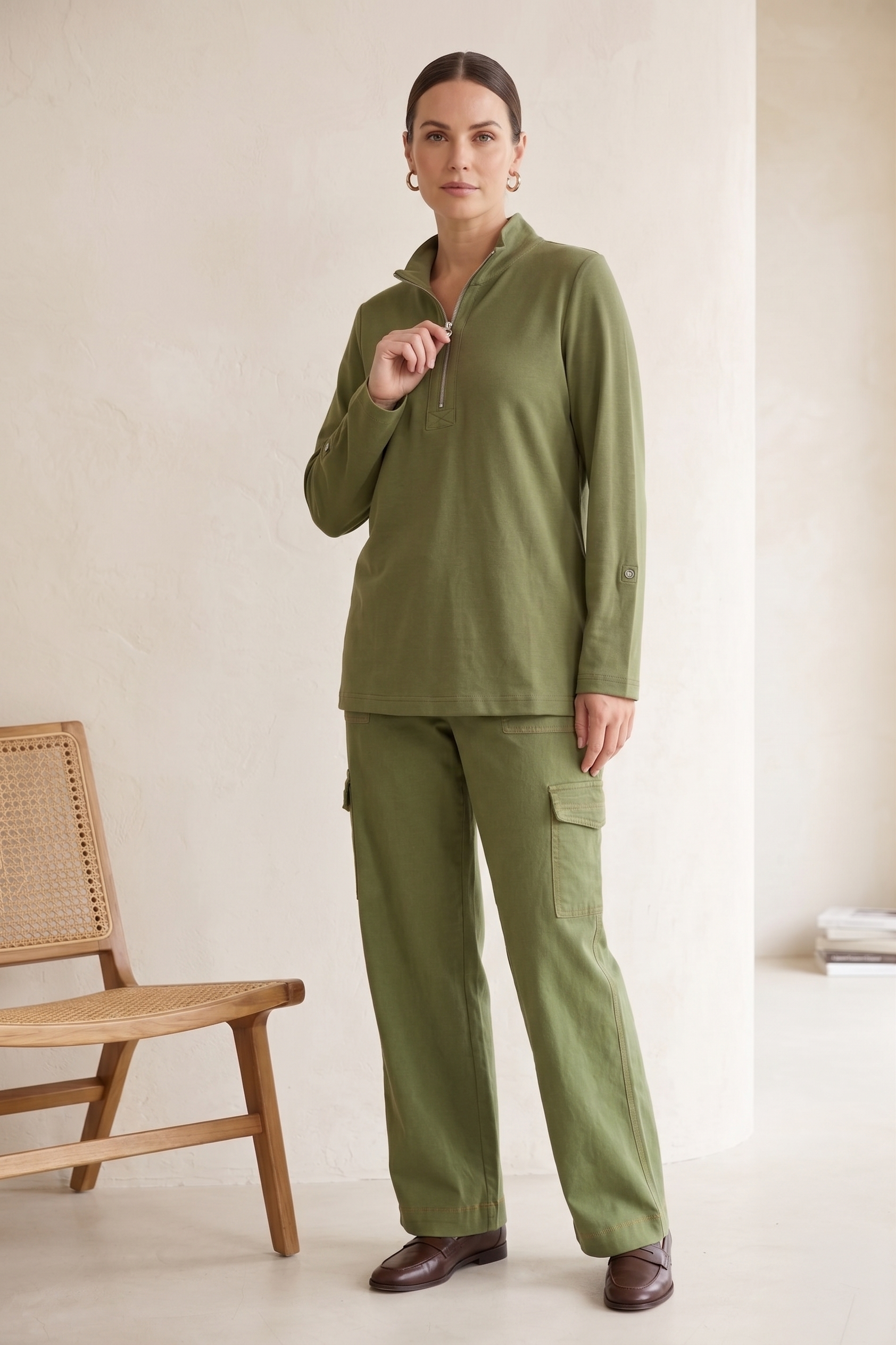 Premium Bracelet Sleeve Quarter-Zip Jersey Pullover - Cotton Spandex (#D38)