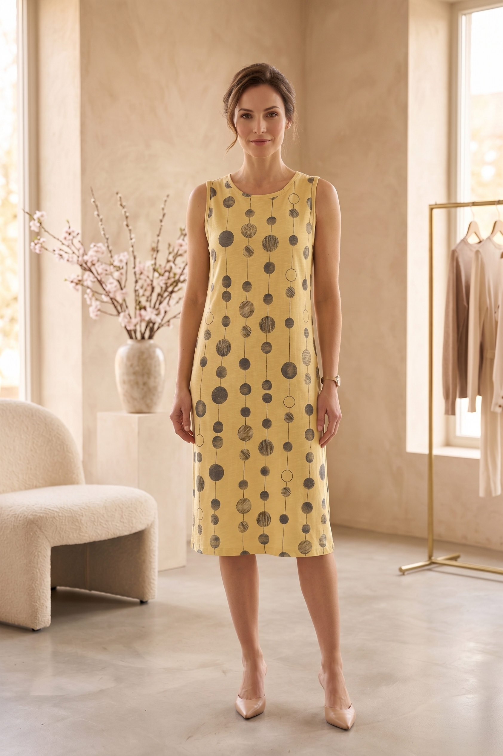 Wholesale Style #2701: Dotted Sun Dress | 100% Cotton Slub Jersey