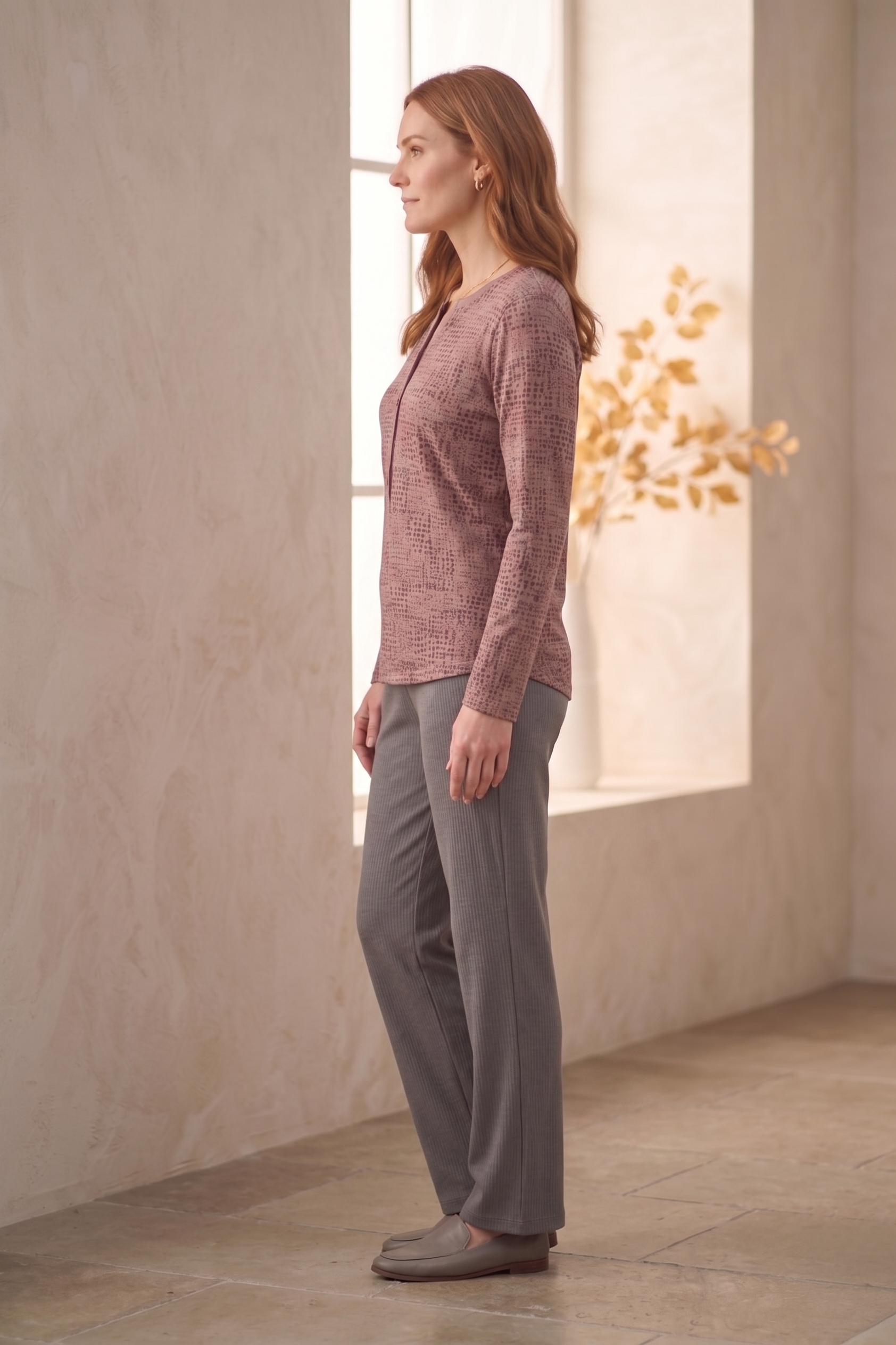 #1274 Long Sleeve Roll Tab Dotted Henley | 100% Cotton Jersey (Wholesale)