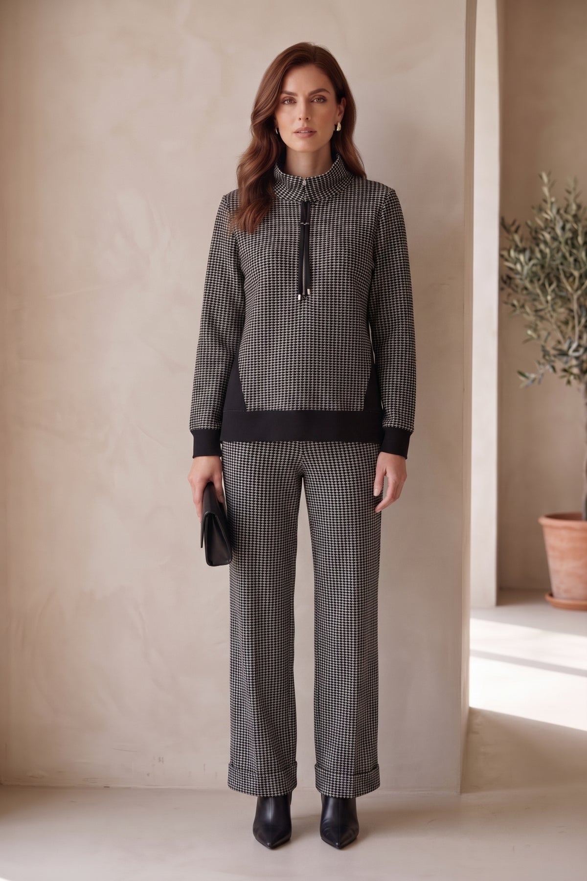 Women’s Premium Waffle Knit L/S Mock Neck Top – Style #W04