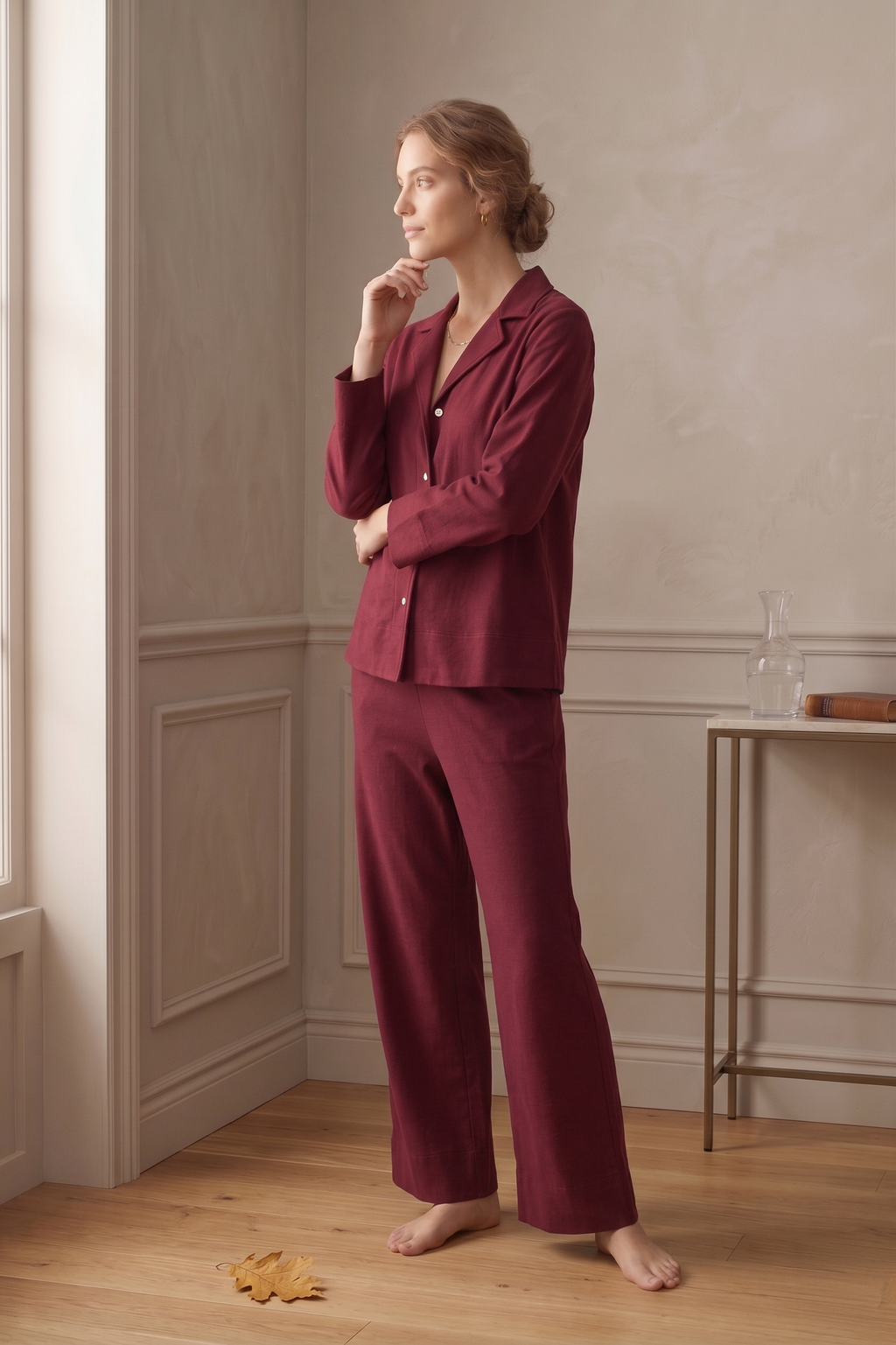 PJ75 Luxe Bracelet Sleeve Wide Leg Lounge Set | Premium Stretch French Terry