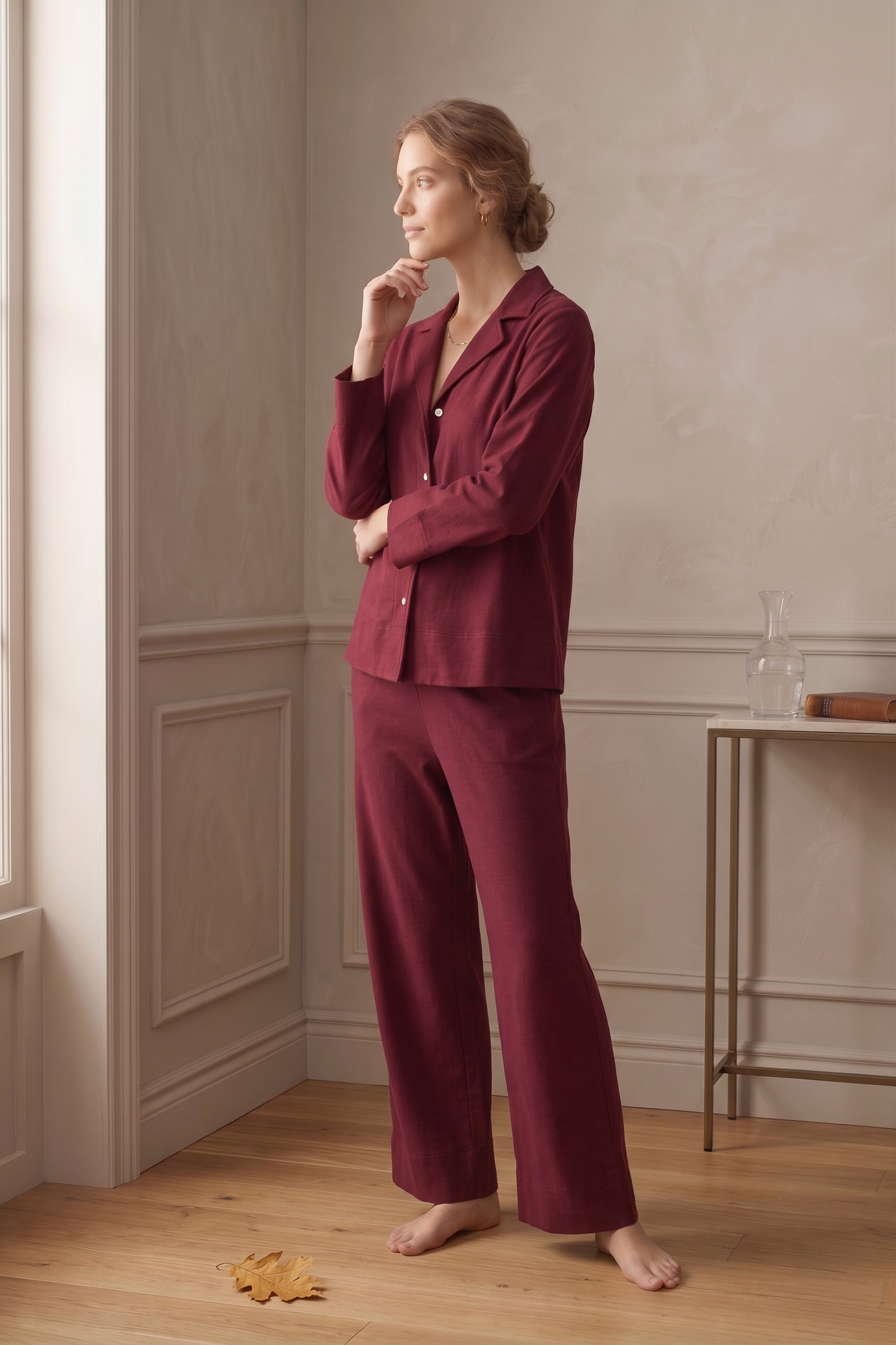 PJ75 Luxe Bracelet Sleeve Wide Leg Lounge Set | Premium Stretch French Terry