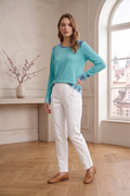 Wholesale Style #8302 | L/S Color Block Pullover - 100% Cotton Slub French Terry