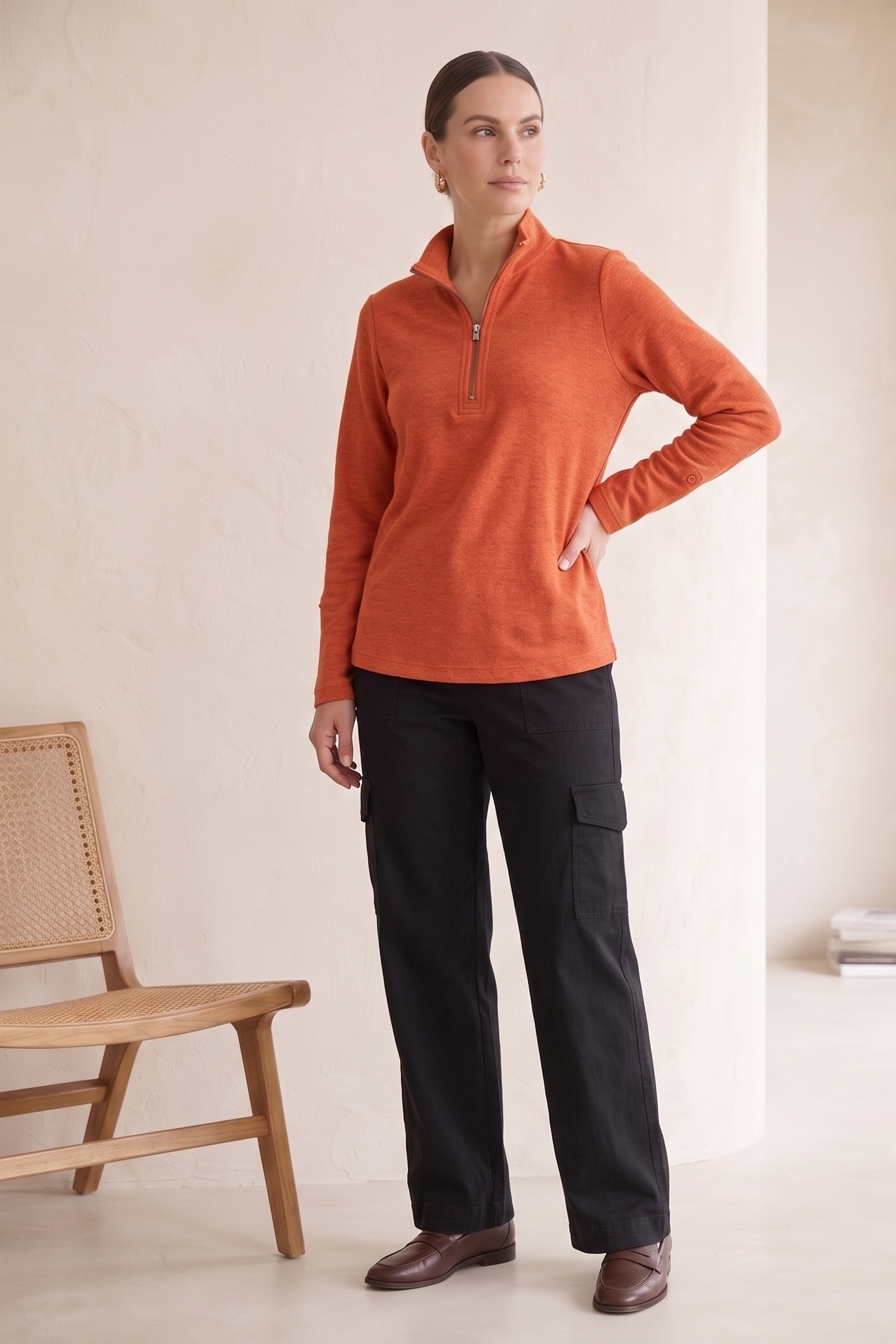 Premium Bracelet Sleeve Quarter-Zip Jersey Pullover - Cotton Spandex (#D38)
